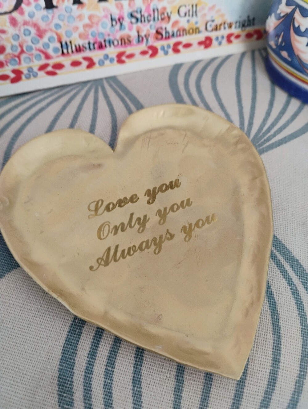 Hammered Metal "Love" Ring Dish, Trinket Tray